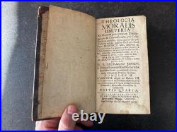 1734 1751 ANTIQUE RELIGIOUS BOOKS Vellum Binding Latin Dutch Theology LOT 2vol