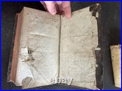 1734 1751 ANTIQUE RELIGIOUS BOOKS Vellum Binding Latin Dutch Theology LOT 2vol