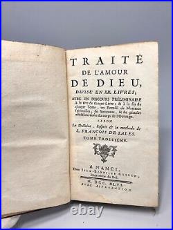 1746 Antique Religious Book'Treatise on the Love of God' Volume III in French