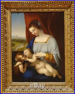 17th 18th Century Italian Old Master Madonna Baby & St John Antique Oil Painting