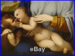 17th 18th Century Italian Old Master Madonna Baby & St John Antique Oil Painting