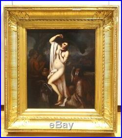 17th Century Italian Old Master Bathsheba Bathing Nude Antique Oil Painting