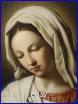 17th Century Italian Old Master Madonna Prayer Portrait Antique SASSOFERRATO