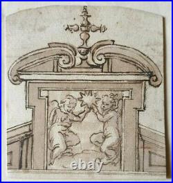 17th. Century Old Master Drawing Provenance 1600s Religious Architecture Italian