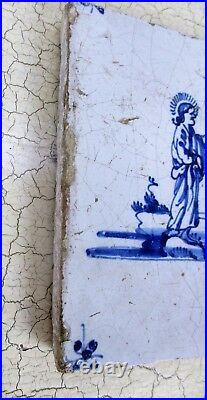 1800 Antique Delft Tile Dutch Blue White Jesus Christ Zaccheus Religious HTF