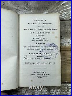 1836 Antique Religious Book An Appeal. Mode of Baptism Henry Slicer, SIGNED