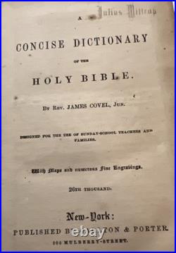 1838 Antique Religious Leather Bound Book A Concise Dictionary of the Holy Bible