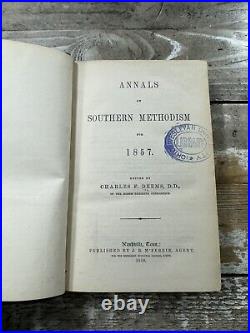 1857 Antique Religious Book Annals of Southern Methodism for 1857 Nashville