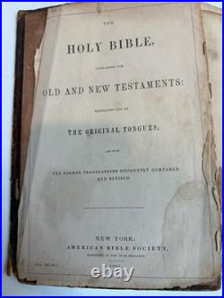 1867 American Bible Society Antique Holy Bible With Original Historical Ephemera 1867 American Bible Society Antique Holy Bible With Original Historical Ephemera