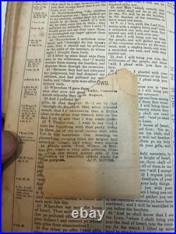 1867 American Bible Society Antique Holy Bible With Original Historical Ephemera