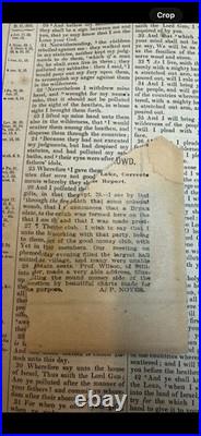 1867 American Bible Society Antique Holy Bible With Original Historical Ephemera