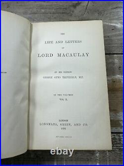 1876 Antique Religious Book Life & Letters of Lord Macaulay Fine Binding