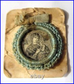 1880s antiqu religious catholic Saint Mary Lady Perpetual Help relic badge 54551 1880s antiqu religious catholic Saint Mary Lady Perpetual Help relic badge 54551