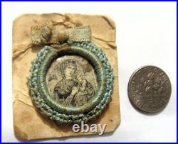 1880s antiqu religious catholic Saint Mary Lady Perpetual Help relic badge 54551