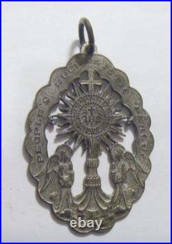 1880s antique religious catholic peoples Eucharistic League medal pendant 55122