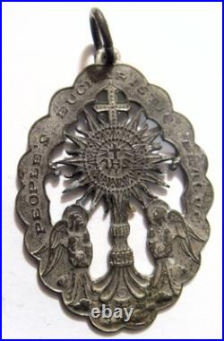 1880s antique religious catholic peoples Eucharistic League medal pendant 55122