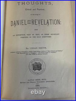 1884 Uriah Smith Thoughts Daniel & Revelation Antique SDA Hardcover Rare