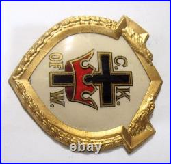 1890s antique catholic Knights gold tone metal large shield pocket icon 54387