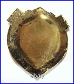 1890s antique catholic Knights gold tone metal large shield pocket icon 54387