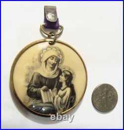 1890s antique catholic Saint Ann Saint Mary Angels double sided medal 54903