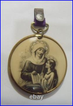 1890s antique catholic Saint Ann Saint Mary Angels double sided medal 54903
