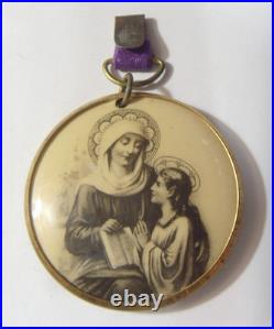 1890s antique catholic Saint Ann Saint Mary Angels double sided medal 54903