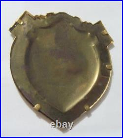 1890s antique catholic gold tone metal Jesus large shield pocket icon 54386