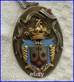 18k Gold Silver Enamel Carmelite Religious Order Pendant Antique Medallion Rare