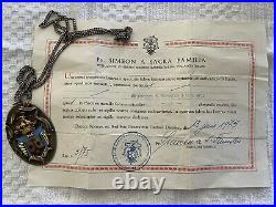 18k Gold Silver Enamel Carmelite Religious Order Pendant Antique Medallion Rare