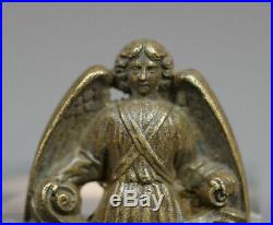 18th. C Antique Bronze Religious Figurine Pocket Amulet Guardian Angel Archangel
