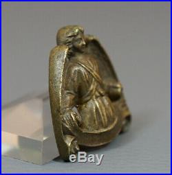 18th. C Antique Bronze Religious Figurine Pocket Amulet Guardian Angel Archangel