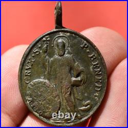 18th Century St Benedict Cross Religious Medal Antique Pendant Found
