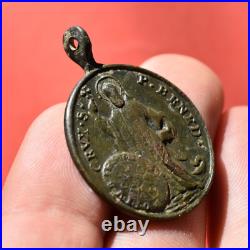18th Century St Benedict Cross Religious Medal Antique Pendant Found