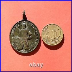 18th Century St Benedict Cross Religious Medal Antique Pendant Found
