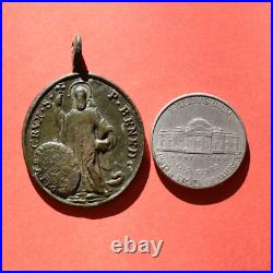 18th Century St Benedict Cross Religious Medal Antique Pendant Found