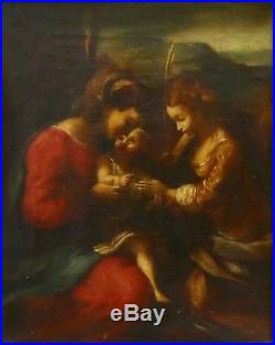 18th c. MYSTIC MARRIAGE ST CATHERINE Spanish Madonna Religious Oil Painting