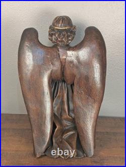 19 Tall Antique Gothic Religious Angel Statue in Gilded/Painted Wood