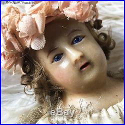 1900's French Baby Jesus Wax Child Christmas Doll Religious Virgen
