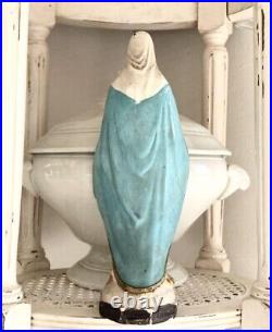 1900s Antique France Beautiful blue religious Brocante statues Figurine 27cm