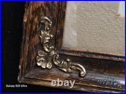1903 Antique Catholic Communion Print Original Tiger Oak Frame Butte MT Hist