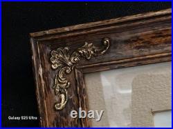 1903 Antique Catholic Communion Print Original Tiger Oak Frame Butte MT Hist