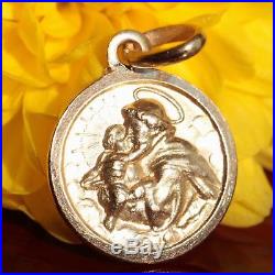 1920's antique 18k yellow gold Italian St. Anthony medal pendant handmade 1.2gr