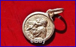 1920's antique 18k yellow gold Italian St. Anthony medal pendant handmade 1.2gr