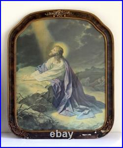 1920s Antique Religious Portrait Diptych Christ Child & Christ in Gethsemane