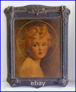 1920s Antique Religious Portrait Diptych Christ Child & Christ in Gethsemane