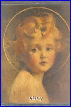 1920s Antique Religious Portrait Diptych Christ Child & Christ in Gethsemane