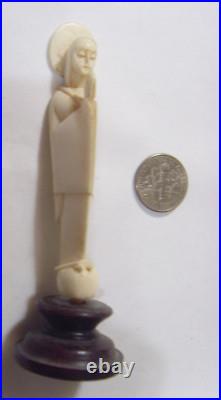 1920s antique catholic Saint Mary hand carved religious statue altar icon FC1292