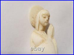 1920s antique catholic Saint Mary hand carved religious statue altar icon FC1292