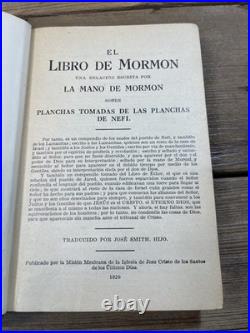 1929 El Libro de Mormon Spanish Book of Mormon Trejo Pratt LDS Antique Scarce