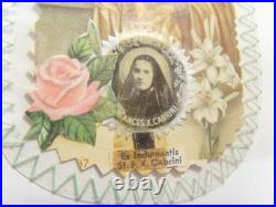 1930s antique religious catholic Saint Frances Xavier Cabrini 2nd cl relic 54552